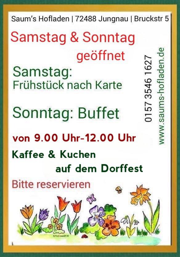 Samstag & Sonntag geöffnet von 9.00 Uhr - 12.00 Uhr