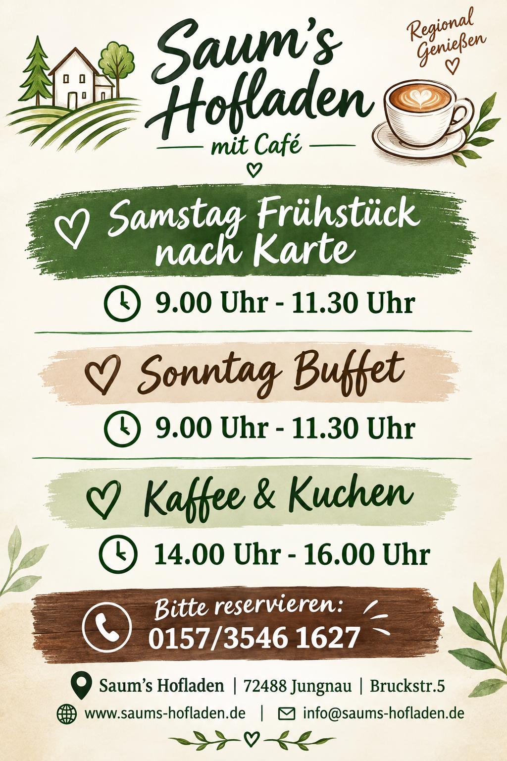 Samstag & Sonntag geöffnet