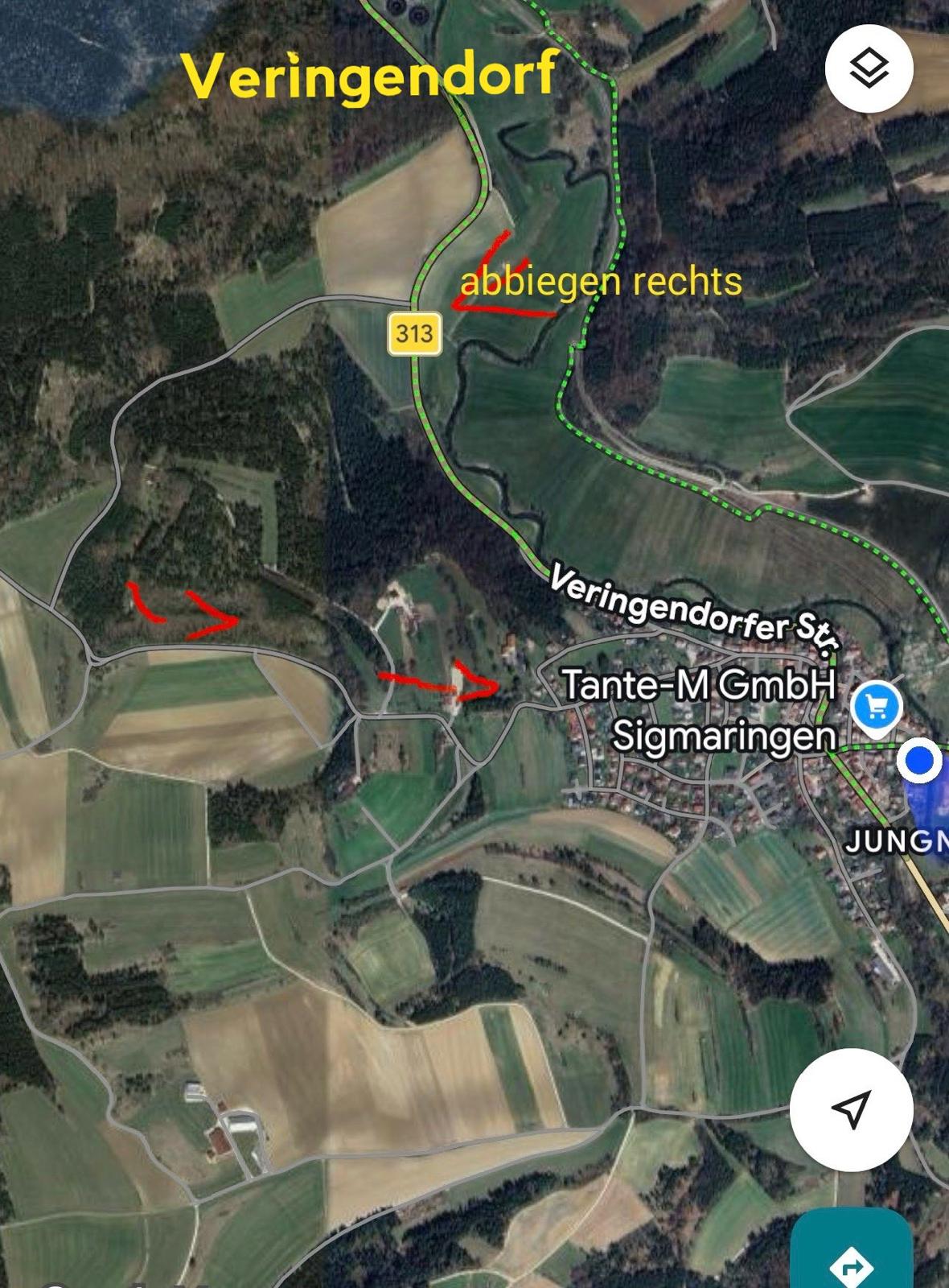 Umleitung von Veringendorf